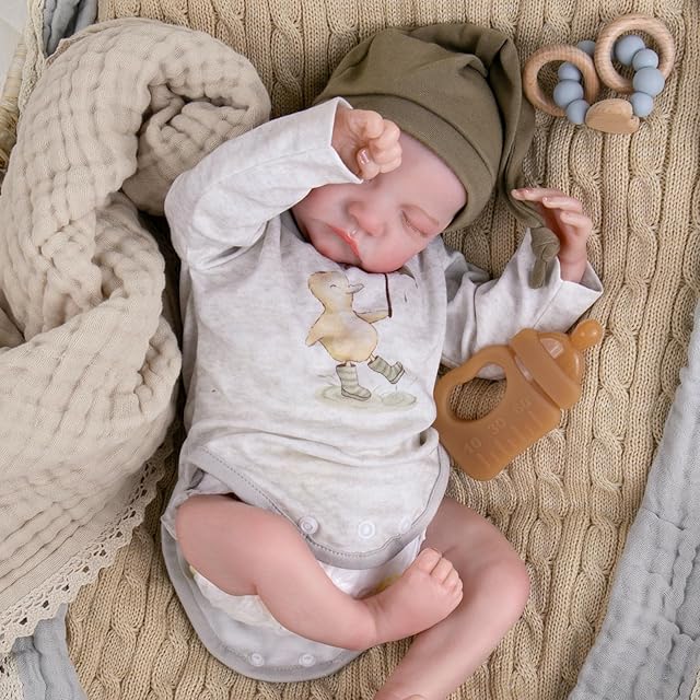 The Aori Reborn Baby Dolls Boy Realistic - 18-inch Lifelike Newborn Doll with Soft Body and Feeding Toy Accessories for Kids Age 3+, Parents, Elderly, and Collectors