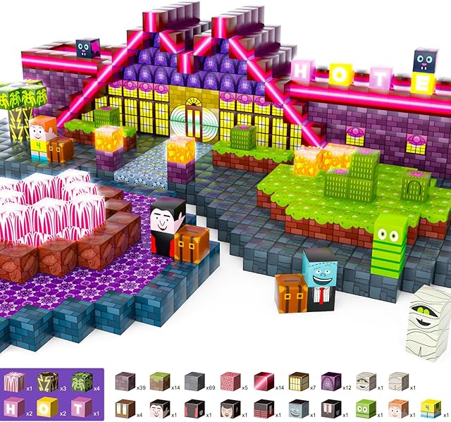 The Magnetic Building Blocks 188PCS Hotel Elves Magnet Building Cubes with Lights, Educational Sensory Stacking Kit & STEM Learning Play for Kids Gifts for Boys Girls Age 3+ Years Old