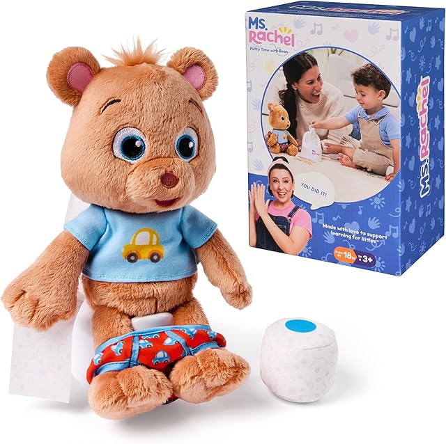 The Ms. Rachel Potty Time with Bean, 11? Plush Teddy Bear with Play Toilet & Accessories, Toddler Toys for Girls & Boys for Ages 18 Months to 3+