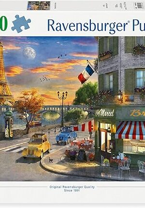 The Ravensburger - Romantic City of Paris - 1500 Piece Jigsaw Puzzle - Featuring a Quaint, Old-time City Street and The Eiffel Tower - Frameable - Premium Quality - Puzzles for Adults