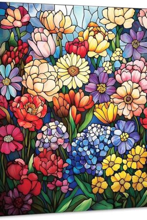 The PICKFORU Stained Glass Puzzles for Adults 1000 Pieces, Mosaic Flower Jigsaw Puzzles 1000 Pieces, Challenging Spring Puzzle as Art Decor