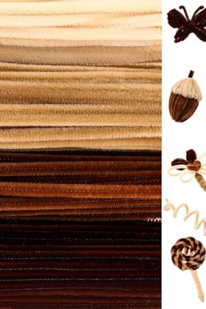 The RoundFunny 200 Pcs 24 Inch Extra Long Pipe Cleaners Chenille Stems Pipe Cleaners Craft Fluffy Chenille Stems Craft Supplies for DIY Arts Projects Creative Decoration(Gradient Brown)