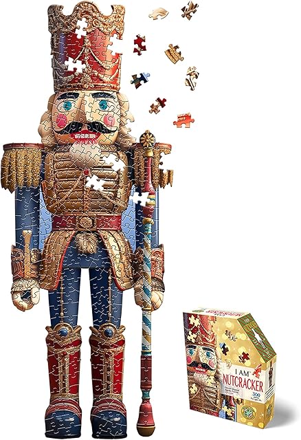 The Madd Capp: I Am Nutcracker - 300 Piece Puzzle - Holiday Decor-Shaped Jigsaw, 12x29 Finished Size, Poster Reference, Educational Fun Fact Booklet