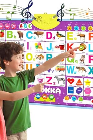 The QUOKKA Alphabet Poster Educational Toy for 3-4 Year Old – ABC Learning Wall Chart for Toddlers – Interactive Speech Therapy Game for Kids 5-6-7 yo – Talking for Girl & Boy