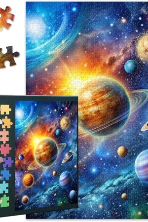 The Planet Puzzles for Adults Universe Jigsaw Puzzles for Adults 1000 Pieces Milky Way Galaxy Hard Difficult Challenging Family Puzzle Games with Letters on Back Finished Size is 27.5 x 19.7 inch