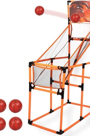 The Play Platoon Kids Basketball Hoop Indoor - Arcade Games for 4-12 Year Old Kids - Perfect for Game Room. Backyard, Outdoor Shooting Games - 62 Inch Tall - Includes 4 Balls and Pump