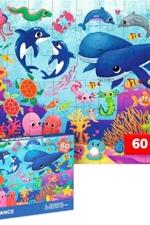 The QUOKKA Puzzles for Kids Ages 4-6 – 60 Piece Jigsaw Puzzles for Toddlers Ages 3-5 with Ocean Animals – Quiet Time Toys for Preschoolers 2-4 – FSC Certified Educational Learning Game for Boys and Girls
