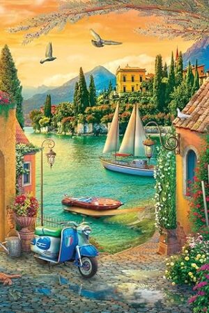 The Ravensburger European Villa Views 750 Piece Large Format Puzzle | Iconic Lake Como Scenery by Eduard | Perfect for Leisurely Puzzling