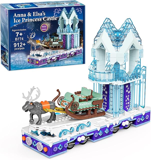 The Educiro Ice Princess Castle with Reindeer Sven moveable Toy Building Set for Kids, Girls, and Boys Ages 8-12,(912 Pieces) Anna-Elsa's Toys Gift Ideas