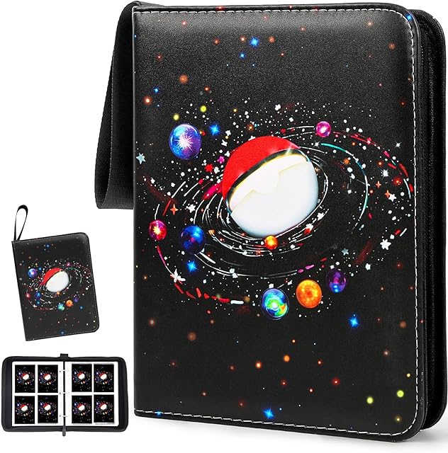 The 400 Pocket Trading Card Binder with 50 Removable Sleeves, Portable Zippered Card Holder, Collection Album Book Case Storage for MTG, TCG, Sports, Game Cards (Starlit Sky)