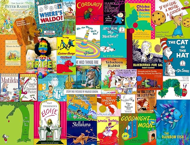 The Springbok Childhood Stories 1000 Piece Jigsaw Puzzle for Adults & Kids Features Book Covers from Some of Your Favorite Childhood Stores