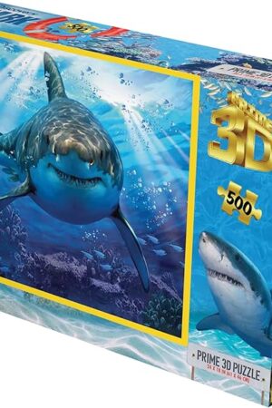 The Prime 3D - Shark Week 3D Jigsaw Puzzle | 500 Piece Lenticular Underwater Game for Adults, Kids & Families | 24x18" Fun & Educational Activity with Depth & Motion | Officially Licensed Discovery Gift