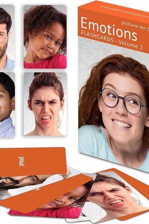 The Picture My Picture Emotions Volume 2 Flash Card Set – Speech Therapy Tool for Vocabulary, Communication & Thinking, Scratch-Resistant with Activity Guide, Suitable for Education, ESL & ABA – Set of 40