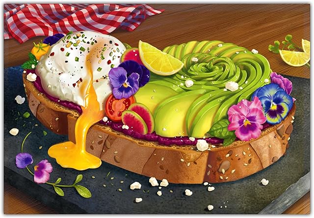 The Jigsaw Puzzle 1000 Pieces - The Avocado Toast, Brain-Boosting Fun for Adults, Families, Game Nights, Unique, Perfectly-Fitting Pieces, Gifts for Food Lovers, Teens Ages 15+, Finished Size 22? x 15?
