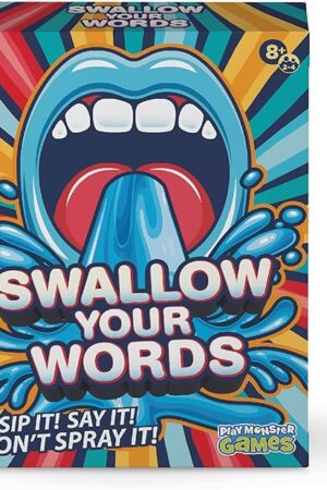 The PlayMonster Swallow Your Words Card Games - Board Game for Family Game Night, Sip It, Say It, Don't Spray It, Multiplayer Game, Guess The Phrase Before The Timer Runs Out, Ages 8+