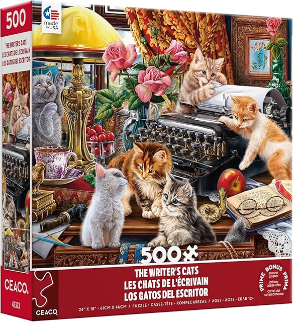 The Ceaco - Paws Gone Wild - The Writer's Cats - 550 Piece Jigsaw Puzzle
