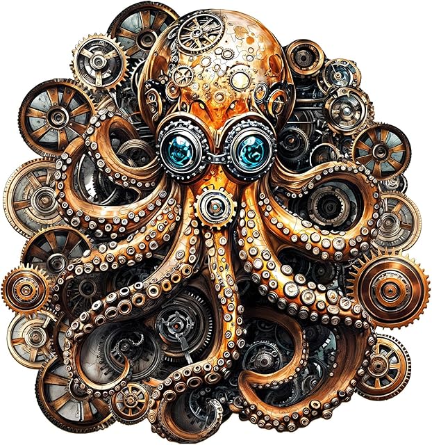 The Jigfoxy Wooden Puzzle for Adults, Octopus Jigsaw Puzzles for Adult, Unique Animal Shape Wood Cut Puzzles, Christmas Thanksgiving Gifts for Friends Family (L-13.4 * 13in-280pcs)