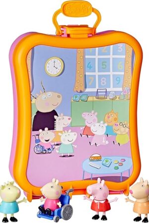 The Peppa Pig Peppa's Club Friends Carrying Case Playset, Includes 4 Figures, Back to School Toys for Kids, Classroom Preschool Gifts, Ages 3+