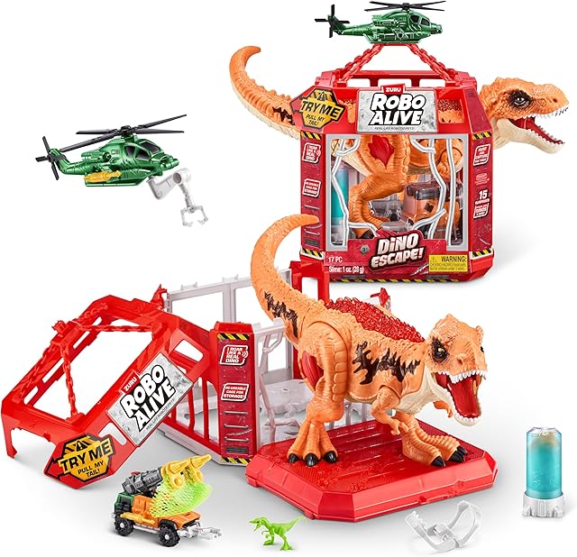 The Robo Alive Dino Escape, Robotic Light Up, Vehicles with Firing Weapons, Storable, Giftable, Ages 3+ by ZURU