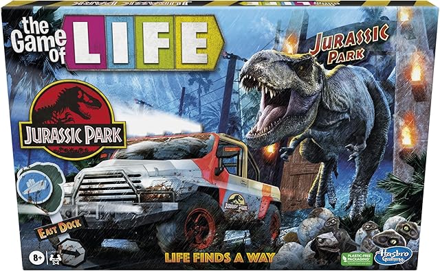 The Hasbro Gaming The Game of Life Jurassic Park Edition, Family Board Game for Kids Ages 8 and Up, Inspired by The Original Hit Movie
