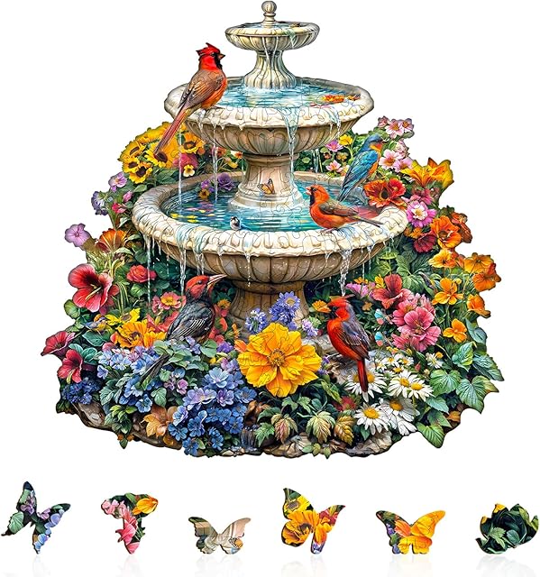The Wooden Puzzles for Adults - Garden Melody Puzzle, Unique Shape Wooden Jigsaw Puzzle, Wood Puzzles Adult, Gift for Family and Friends, Wall Art Home Decor (S-8.5 * 8.4in-90 Pieces)