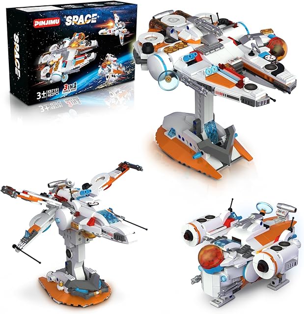 The 3 in 1 Space War Building Sets, Compatible with Lego Space, Wing Fighter Spaceship Toys with Display Stand, Gifts for Star Fans Kids Boys Girls Ages 8+