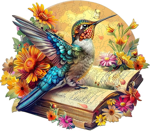 The Wooden Puzzles for Adults,Colorful Hummingbird Shaped Unique Wooden Jigsaw Puzzles, Extraordinary Gift for Friends and Family.(11.4X 9.9In 175pcs)