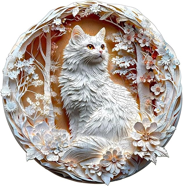 The Wooden Puzzles Adults, 3D Cats Wooden Puzzles 200 Pieces, Unique Animal Shaped Wood Challenging Jigsaw Puzzles Gifts for Adults, 11.4x11.4in