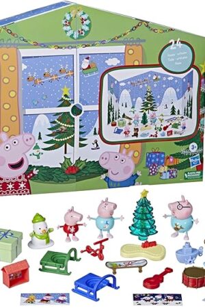 The Peppa Pig Peppa’s Kids Advent Calendar, Contains 24 Surprise Toys, 4 Holiday Family Figures; Ages 3 and Up