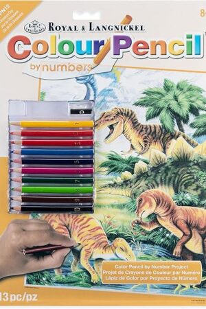 The Royal Brush Color Pencil by Number Kit 8.75"X11.75" - Dinosaur Fun