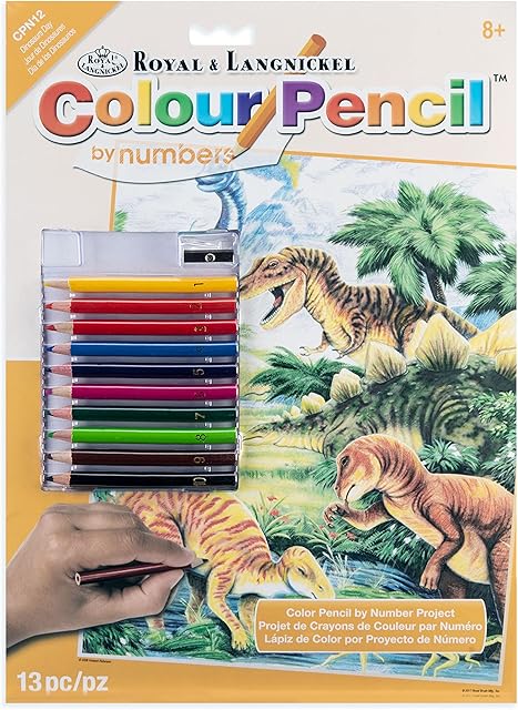 The Royal Brush Color Pencil by Number Kit 8.75"X11.75" - Dinosaur Fun