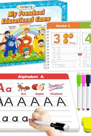 The Preschool Learning Activities Kindergarten Workbooks, Toddler Busy Book Handwriting Practice, Coloring Tracing Activity Book for Kids 3-5, Montessori Educational Toys for 3 4 5 Year Old Boy Girl Gifts