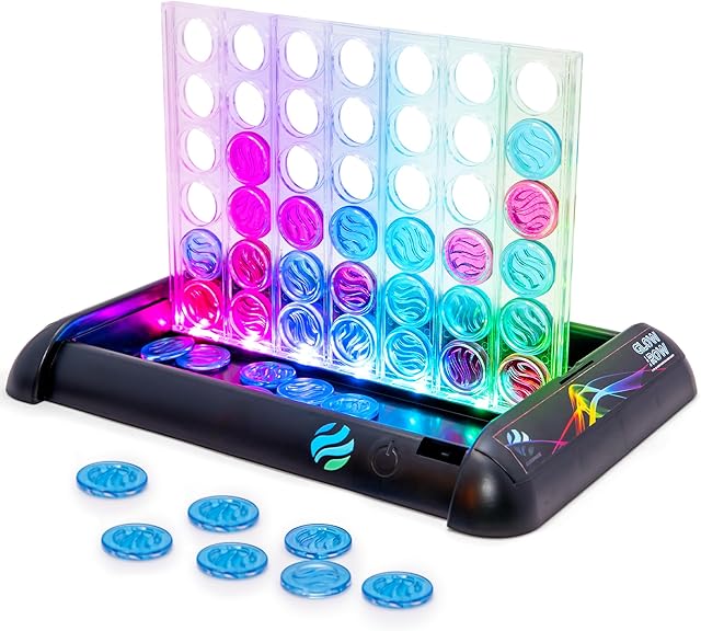 The Glow in a Row Light-Up 4 in a Row Board Game, Strategy Games for Kids Ages 6 and Above, 2 Player Game, Perfect for Kids and Adults Family Game Night