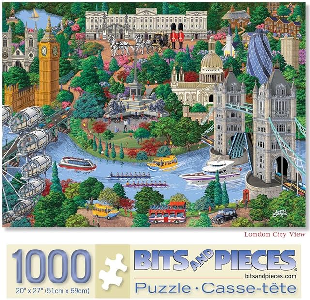 The Bits and Pieces – 1000 Piece Jigsaw Puzzle for Adults – London City View - England Jigsaw Puzzle by Artist Joseph Burgess, Completed Puzzle Size: 20" x 27"