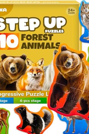 The QUOKKA Toddler Puzzles Ages 2-4 - Large Floor Puzzles for Kids 3-5 - 8 Realistic Animal Shapes | Extra Thick Cardboard | Preschool Learning Game - 40 Big Piece Gift for Toddlers 1-3 Years Old