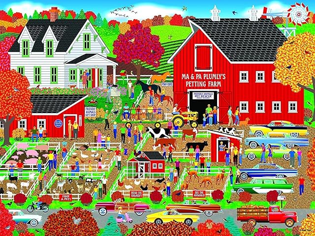 The RoseArt - Home Country - Plumly's Petting Farm - 1000 Piece Jigsaw Puzzle for Adults