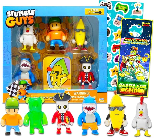 The Officially Licensed Stumble Guys Collectible Figures - Bundle With 6 Random Characters Plus More | Toys for Boys and Girls