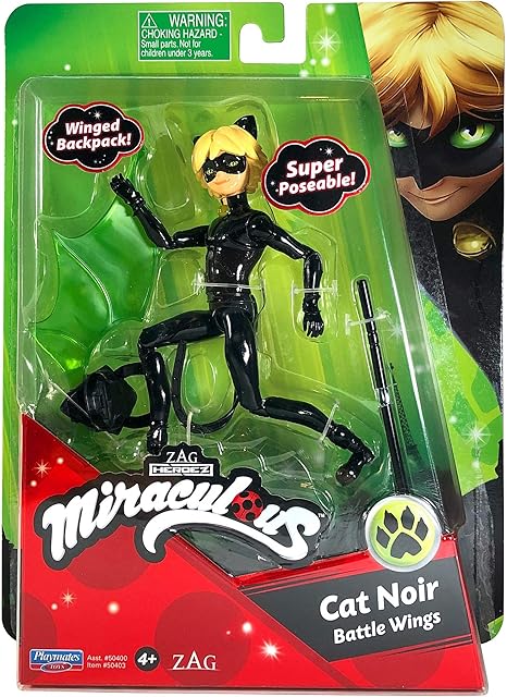 The BANDAI Miraculous: Tales of Ladybug and Cat Noir Small Doll | 12cm Cat Noir With Accessories | Adrien Superhero Toy | Miraculous Dolls Range