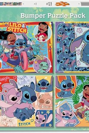 The Ravensburger Disney Stitch Bumper Pack 4x100 Piece Jigsaw Puzzle for Kids - Every Piece is Unique, Pieces Fit Together Perfectly