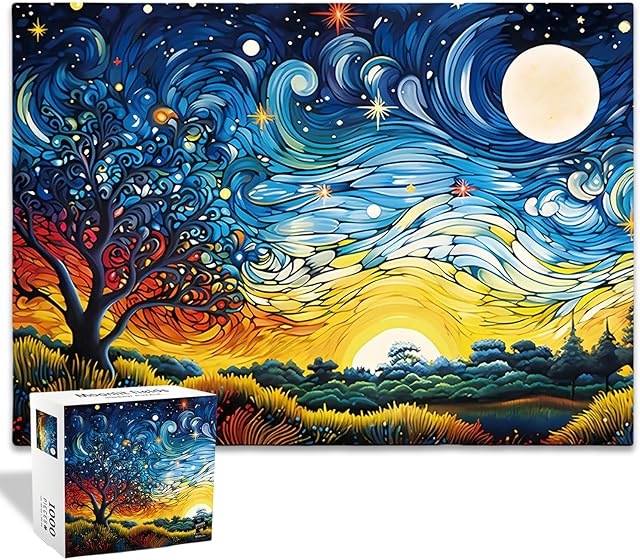 The 1000 Pieces Puzzles of Moonlight Field for Adults, Jigsaw Puzzles Family Activity Game Challenging Puzzle Game Home Decor Birthday Party Gift Toy