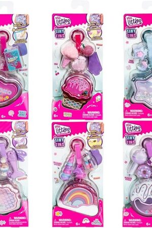 The REAL LITTLES Keychain, Tiny Tins with 4 Charms, Real Working Stationery, 6 to Collect, Multicolor