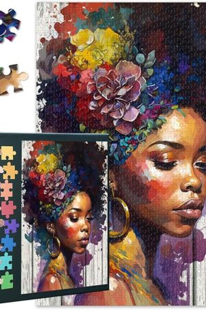 The Puzzles for Adults 1000 Pieces - Black Girl Jigsaw Puzzle | Premium 1000 Piece Puzzle for Adults, Challenging Art Puzzles for Home Decor or Gifts - Portraits of Black African Women 27.5" x 19.6"