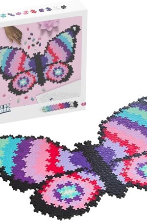 The Plus Plus Puzzle By Number, 800 Piece Mini Interlocking Hashtag Color Blocks, 3D Pixel Art Kit for Kids - Butterfly