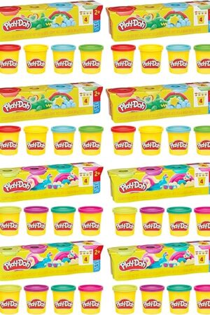 The Play-Doh Bulk 4 Pack Vibrant Colors, 32 Colorful 3 Ounce Cans of Modeling Compound, Kids Arts & Crafts, Preschool Toys for Girls & Boys 3+
