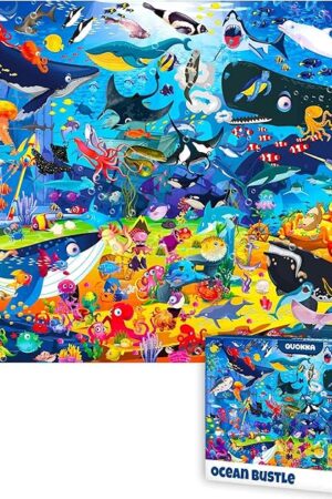 The QUOKKA 100 Piece Puzzles for Kids Ages 6-8 – Intricately Illustrated Ocean Animals Puzzle for Kids Ages 8-10 – Educational Busyland Game Packed with Visual Details for Boys and Girls