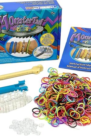 The Rainbow Loom® Monster Tail™ Kit Features Compact Loom and Case, Makes MONSTER sized Bracelets, EASY for travel, Includes EXCLUSIVE Monster Tail Loom, and 2 Bracelet Instructions for Boys and Girls 7+