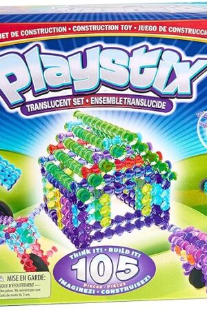 The POPULAR PLAYTHINGS Playstix Translucent Set Construction Toy Building Blocks 105 Piece Kit