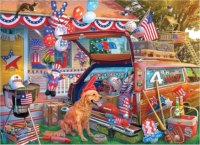 The RoseArt - Kodak Premium - 4th of July Yard - 1000 Piece Jigsaw Puzzle for Adults - Patriotic Summer Fun
