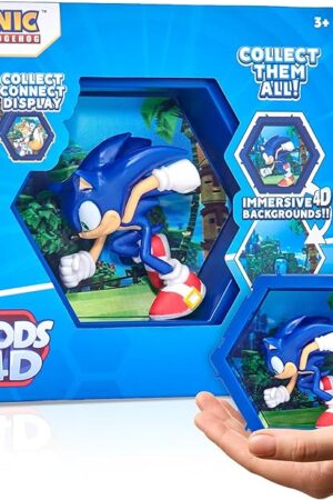 The PODS 4D Sonic | Unique Connectable Collectable Bobble-Head Figure That Bursts from Their World into Yours | Wall or Shelf Display |Sonic Toys and Gifts | Series 1 no. 479