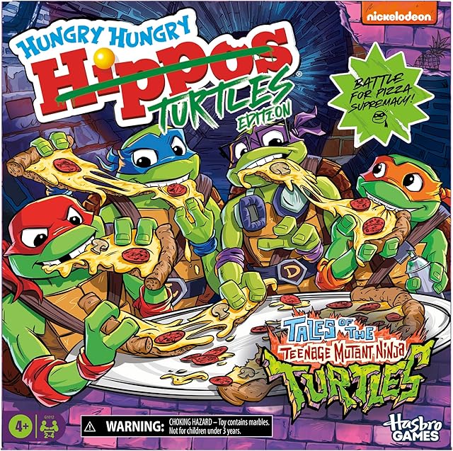 The Hungry Hungry Hippos: Teenage Mutant Ninja Turtles Edition Game | Ages 4 and Up | 2 to 4 Players | Kids Board Games | Gifts for Preschoolers (Amazon Exclusive)